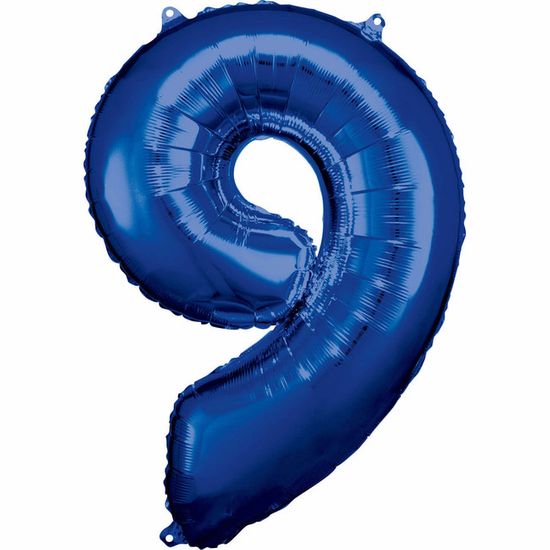 Amscan Fóliový balón číslo 9 modrý 86cm