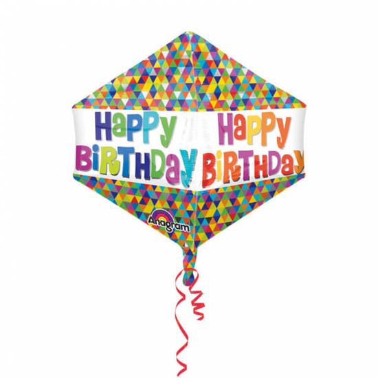 Amscan Fóliový balón Happy Birthday kosoštvorec 43x53cm