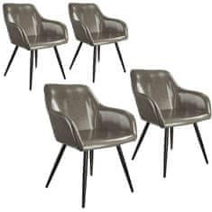 tectake 4 stoličky z umelej kože Marilyn - tmavo šedá-čierna