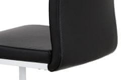 Autronic Jedálenská stolička čierna koženka / chrom DCL-411 BK