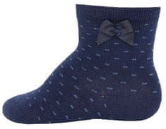 EWERS dievčenské ponožky s mašličkou a bodkami 20530, 16-17, tmavomodrá