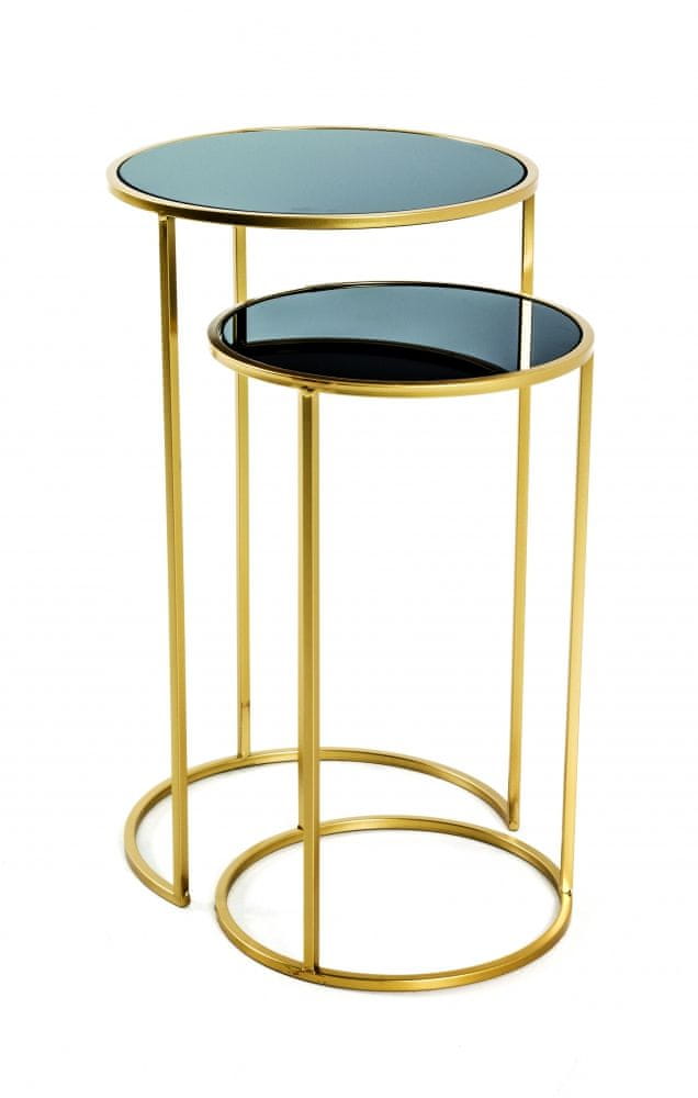 Mørtens Furniture Odkladací stolík Fairy (SADA 2 ks), 60 cm, zlatá / čierna