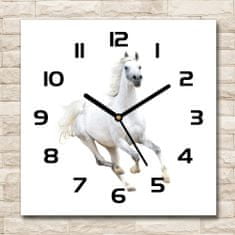 Wallmuralia.sk Sklenené nástenné hodiny štvorec Biely arabský kôň 30x30 cm