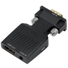 PremiumCord Prevodník VGA na HDMI s audio vstupom a audio káblom khcon-52