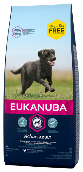 Eukanuba Adult Large Breed 15 kg + 3 kg Zadarmo