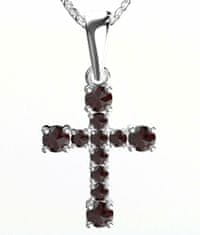 Jewstone Stříbrný křížek - granát 1,3 g, Ag 925/1000+Rh
