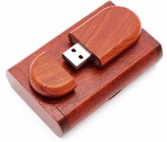 CTRL+C Sada: drevený USB ovál v boxe, cherry, 128 GB, USB 3.0 / 3.1