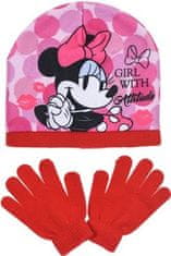Sun City Čiapka rukavice Minnie Mouse Girl sada 2ks Barva: ČERVENÁ 52