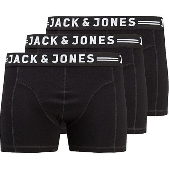 Jack&Jones Plus 3 PACK - pánske boxerky JACSENSE 12147591 Black