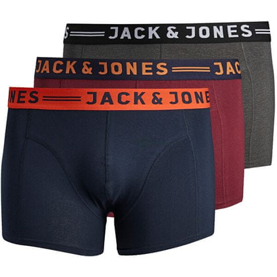 Jack&Jones Plus 3 PACK - pánske boxerky JACLICHFIELD 12147592 Burgundy