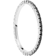 PDPAOLA Minimalistický prsteň zo striebra s čiernymi zirkónmi Black Essential Silver AN02-348 (Obvod 50 mm)