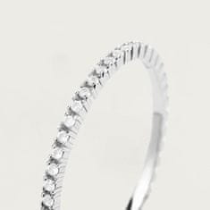 PDPAOLA Minimalistický prsteň zo striebra s trblietavými zirkónmi White Essential Silver AN02-347 (Obvod 50 mm)