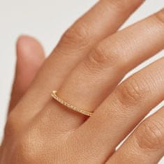 PDPAOLA Minimalistický pozlátený prsteň s trblietavými zirkónmi White Essential Gold AN01-347 (Obvod 50 mm)