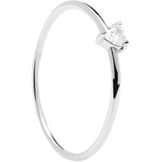 Minimalistický strieborný prsteň so srdiečkom White Heart Silver AN02-223 (Obvod 50 mm)