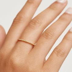 PDPAOLA Minimalistický pozlátený prsteň s trblietavými zirkónmi White Essential Gold AN01-347 (Obvod 50 mm)
