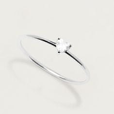 Minimalistický strieborný prsteň so srdiečkom White Heart Silver AN02-223 (Obvod 50 mm)