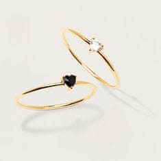 PDPAOLA Minimalistický pozlátený prsteň so srdiečkom Black Heart Gold AN01-224 (Obvod 56 mm)