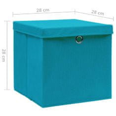 shumee Úložné boxy s vekom 4 ks, 28x28x28 cm, svetlomodré