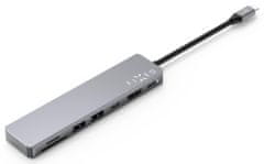 FIXED 7-portový hliníkový USB-C HUB Card pre notebooky a tablety FIXHU-CAD-GR, sivý - zánovné