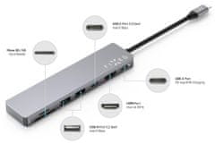 FIXED 7-portový hliníkový USB-C HUB Card pre notebooky a tablety FIXHU-CAD-GR, sivý