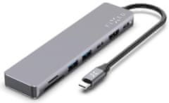 FIXED 7-portový hliníkový USB-C HUB Card pre notebooky a tablety FIXHU-CAD-GR, sivý