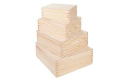 Čisté dřevo Drevené krabičky - set 4ks
