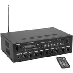 Omnitronic CPZ-120P PA, 100V 4-zónový mixážny zosilňovač, 120W, BT/MP3/FM