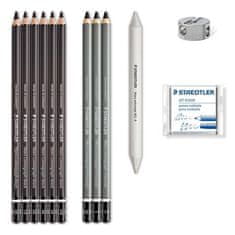 Staedtler Uhlíkové ceruzky "Design Journey Lumograph", sada s gumou, strúhadlom, grafit.ceruzky 61 100C