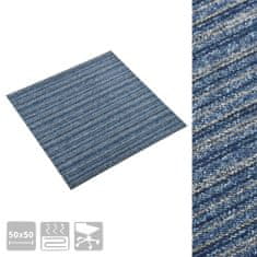 Vidaxl Kobercové podlahové dlaždice 20 ks 5 m2 50x50 cm pruhy modré