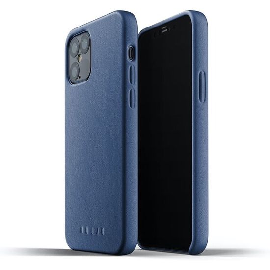 Mujjo Full Leather Case - kožený kryt na iPhone 12/12 Pro MUJJO-CL-007-BL, modrý