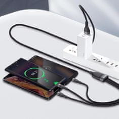BASEUS Data kábel 3in1 USB - Lightning / USB-C / Micro USB 1.2m 5A 40W, čierny