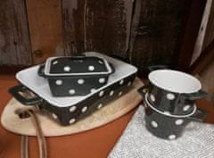 Isabelle Rose Keramická maslienka alebo zapekacia miska s pokrievkou a bodkami čierna