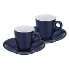 Kela Hrnček na espresso s tanierikom súprava 4 ks Mattia tmavo modrá