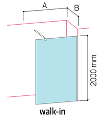 Glass Glass 1989 Step in - Pevná voľne stojaca stena alebo kompatibilná s bočnou stenou pre šírku vaničky 100 cm, prevedenie obojstranné, profily chróm, číre sklo, GGK0002T500