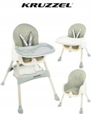 Kruzzel Detská jedálenská stolička 3v1 - zelená