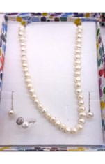 A-B Biely perlový náhrdelník so striebornou sponou CS-35601 , 925/1000 Sterling silver.