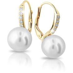 Cutie Jewellery Exkluzívne zlaté náušnice s pravými perlami a zirkónmi Z6432-3122-50-10-X-1