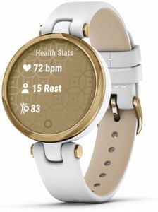 Bluetooth inteligentné hodinky garmin lily classic 5 dní výdrž menštruačný cyklus športové režimy počítanie kalórií počítanie krokov gps odpisovanie na správy notifikácie odolné vode dychové cvičenie monitoring úrovne stresu pripomenutie odpočinku pulzný oximeter sledovanie tepu na zápästí