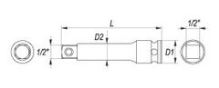 YATO Nadstavec 1/2" rázový predlžovací 125 mm CrMo