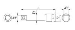 YATO Nadstavec 3/4" rázový predlžovací 175 mm CrMo