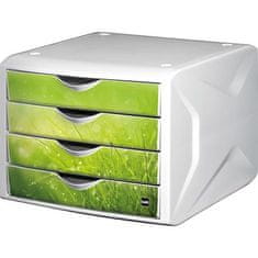 Helit Zásuvkový box "Chameleon", 4 zásuvky, bielo-zelená, plast, H6129650