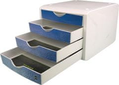 Helit Zásuvkový box "Chameleon", 4 zásuvky, bielo-modrá, plast, H6129634