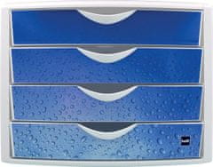 Helit Zásuvkový box "Chameleon", 4 zásuvky, bielo-modrá, plast, H6129634