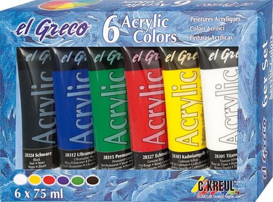 KREUL Sada Akrylová farba "EL GRECO", 6 farieb, 75 ml v tube