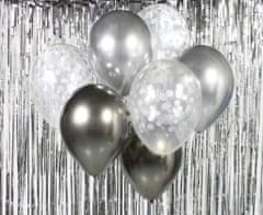 Sada latexových balónikov - chrómovaná strieborná 7 ks - 30 cm