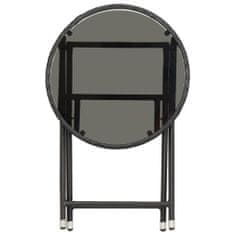 Petromila vidaXL Čajový stolík, čierny 60 cm, polyratan, tvrdené sklo