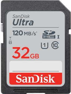 Sandisk SDHC Ultra 32 GB 120MB/s (SDSDUN4-032G-GN6IN) kapacita 32 GB prenosová rýchlosť 120 MB/s Full HD kvalita odolná