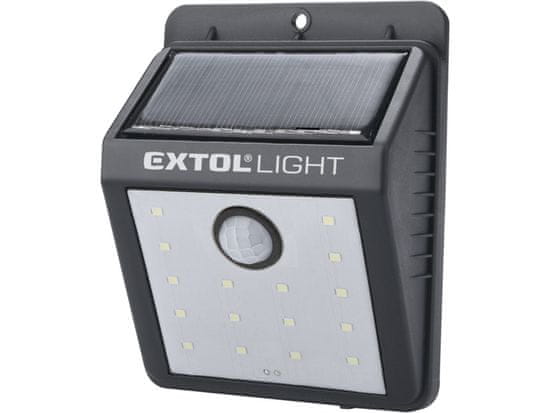 Extol Light Svetlo LED nástenné so solárnym panelom a pohybovým senzorom, 120lm, 3.7V/1,2Ah Li-ion