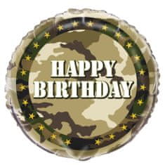 Párty balónik fóliový narodeniny - Happy Birthday - maskáč - vojak - ARMY - 45 cm