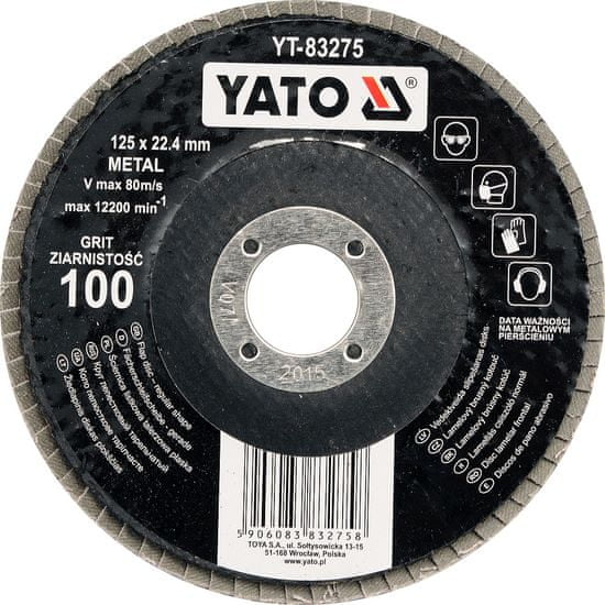 YATO Kotúč lamelový brúsny na kov 125x22, 4mm P60